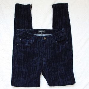Cotélac Distressed Velvet Skinny Jeans Navy Blue 0